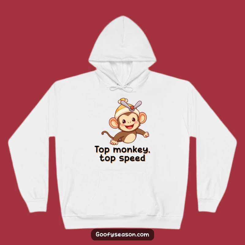 Funny Monkey Pilot Hoodie: Cheerful Character Flying, Cozy & Hilarious Gift