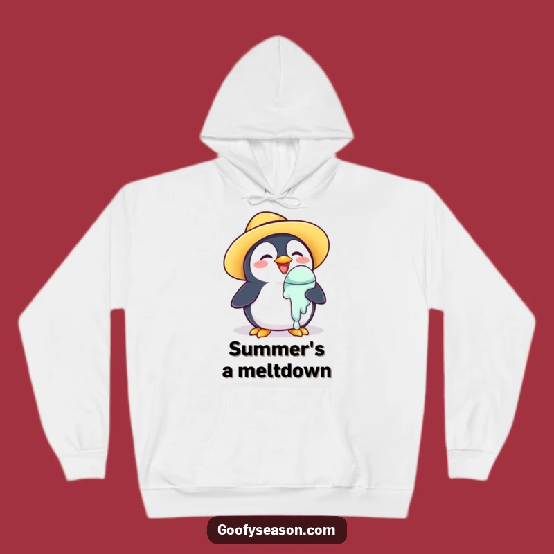Funny Penguin Hoodie: Summer Ice Cream Sweatshirt, Cozy Humorous Gift