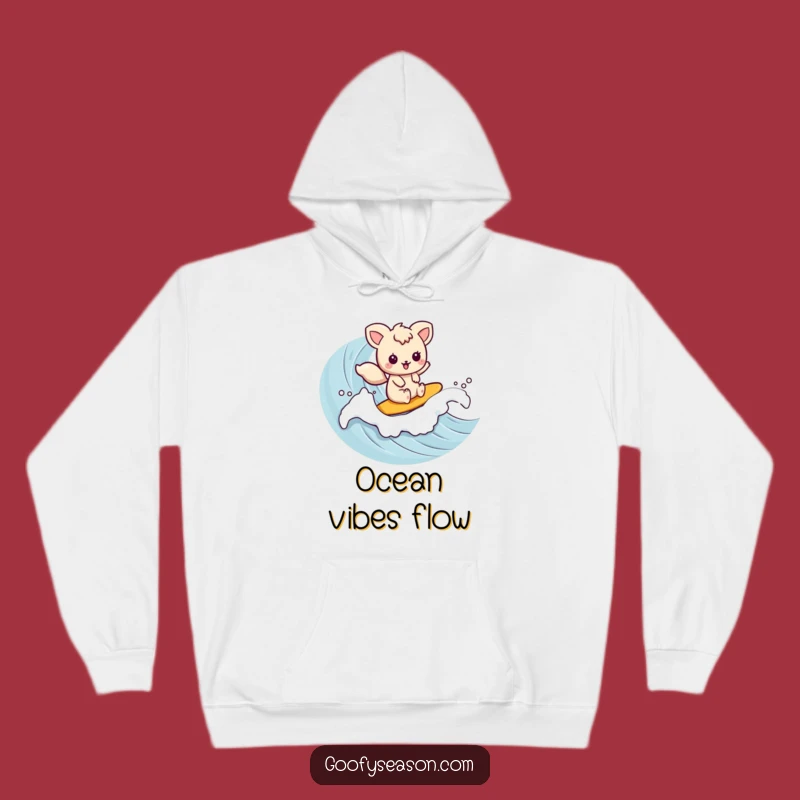 Cozy Funny Kawaii Surfer Hoodie - Warm Animal Wave Rider, Perfect Warm Funny Gift