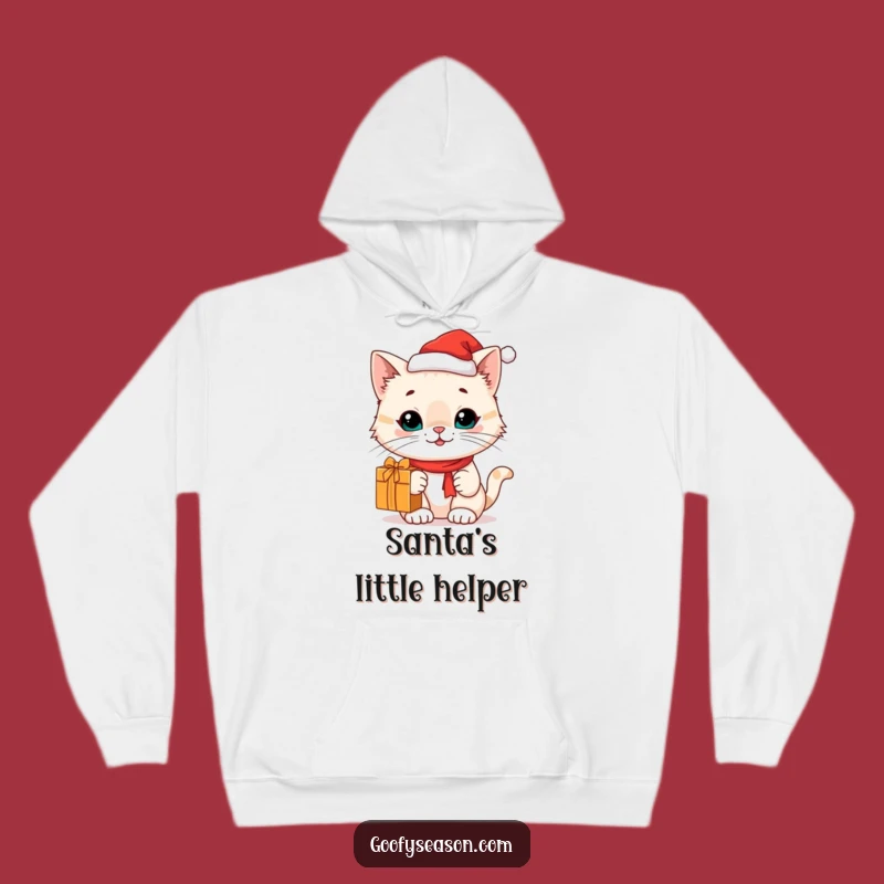 Cozy Funny Cat Santa Hat Hoodie: Stay Warm with This Hilarious Holiday Gift