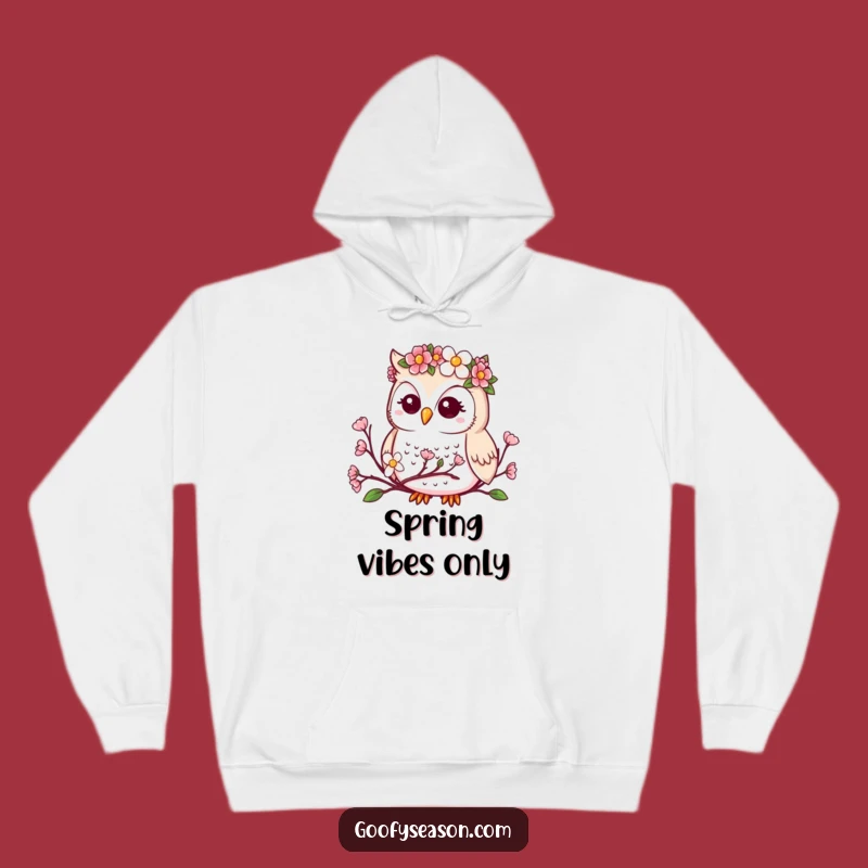 Funny Kawaii Owl Hoodie - Cozy Spring Flower Crown Sweatshirt for Nature Lovers Funny Gift