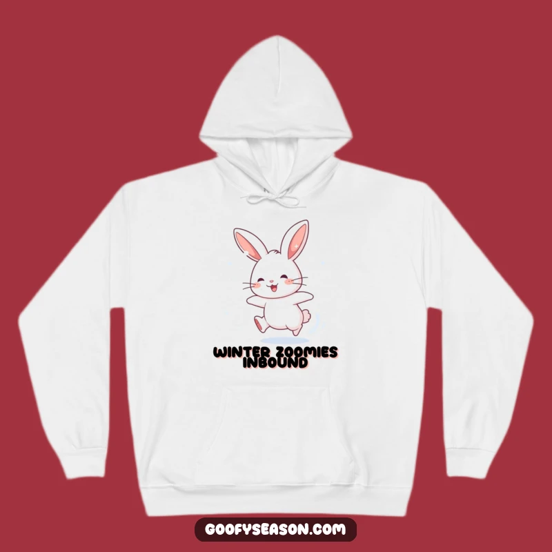 Funny Rabbit Snow Chase Hoodie: Energetic Winter Wear, Perfect Gift