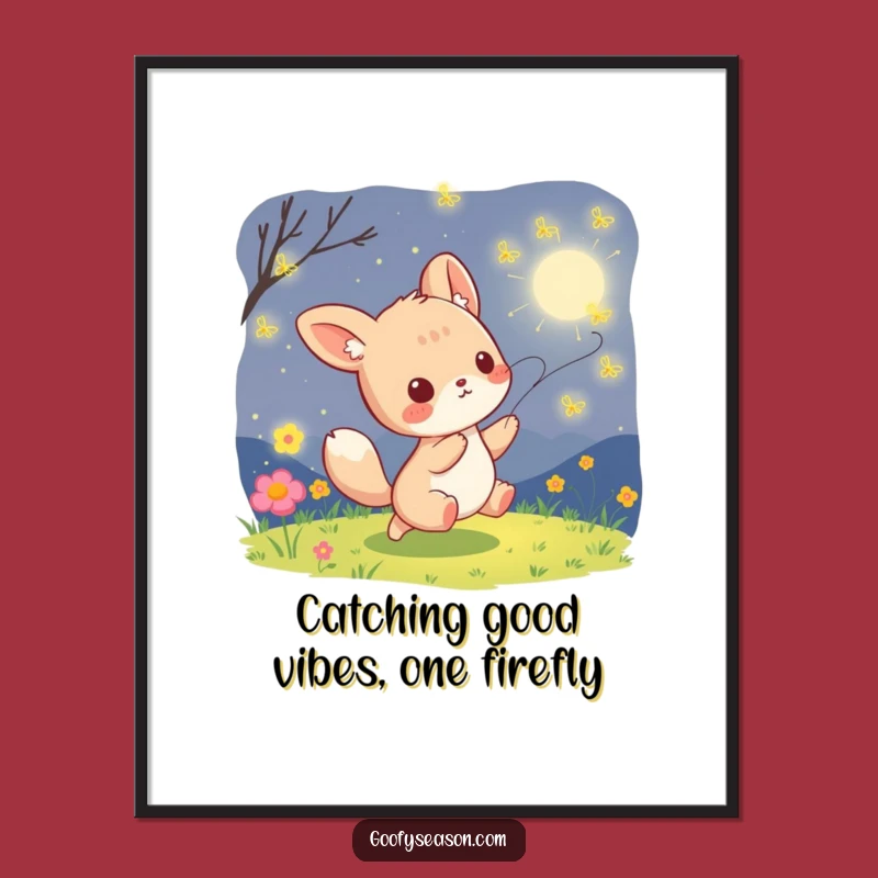 Free Printable Kawaii Firefly Wall Art: Summer Night Funny Decor Downloadable Gift