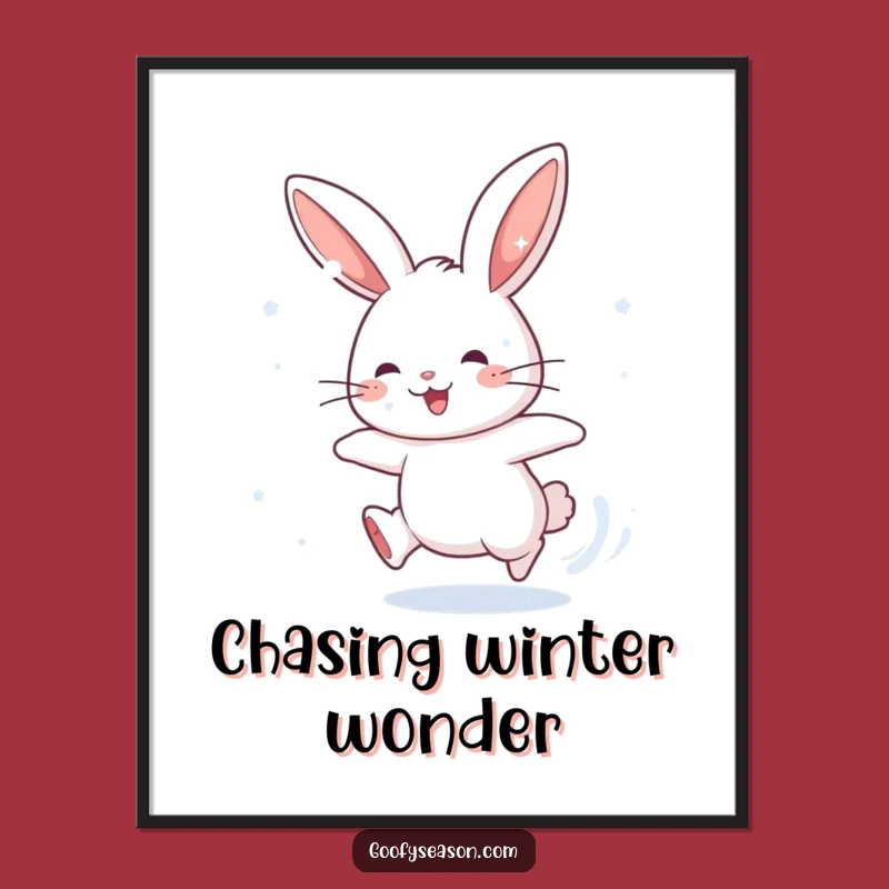 Funny Free Printable Wall Art: Energetic Rabbit Snow Chase - Cute Downloadable Art