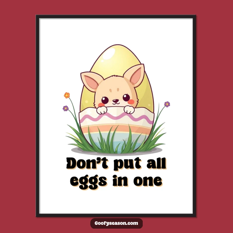 Free Printable Wall Art: Kawaii Easter Egg Peek Decor Funny Downloadable