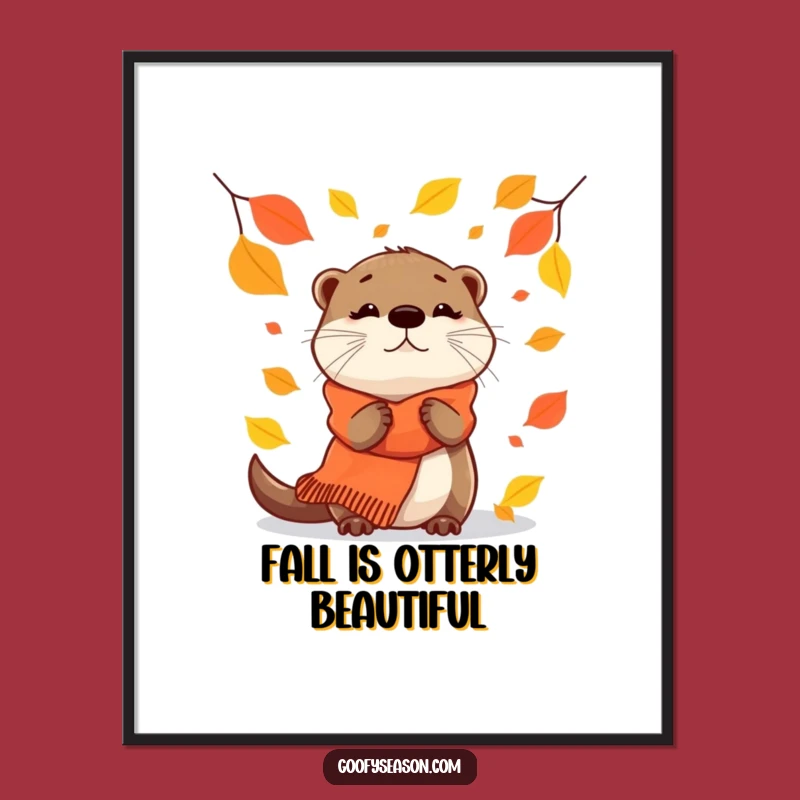 Free Printable Otter Wall Art: Funny Autumn Otter Downloadable Decor for Cozy Vibes