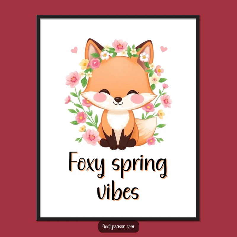 Free Printable Wall Art: Cheerful Fox's Spring Meadow Funny Downloadable Decor