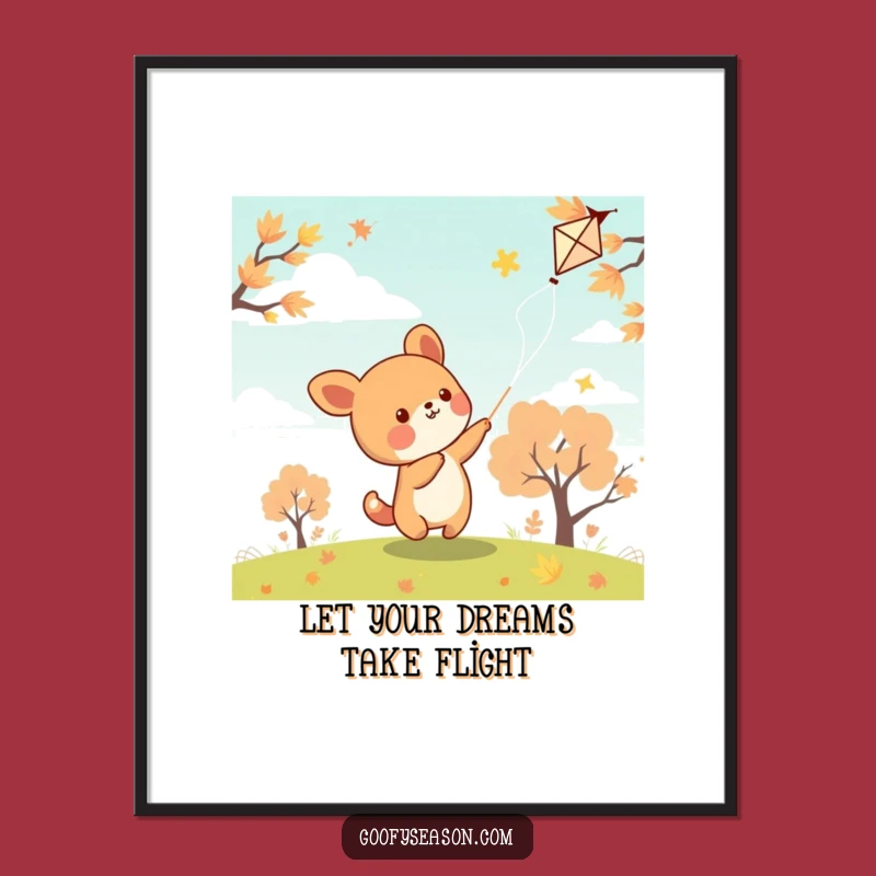 Free Printable Wall Art: Kawaii Kite Autumn Breeze Decor Funny Downloadable