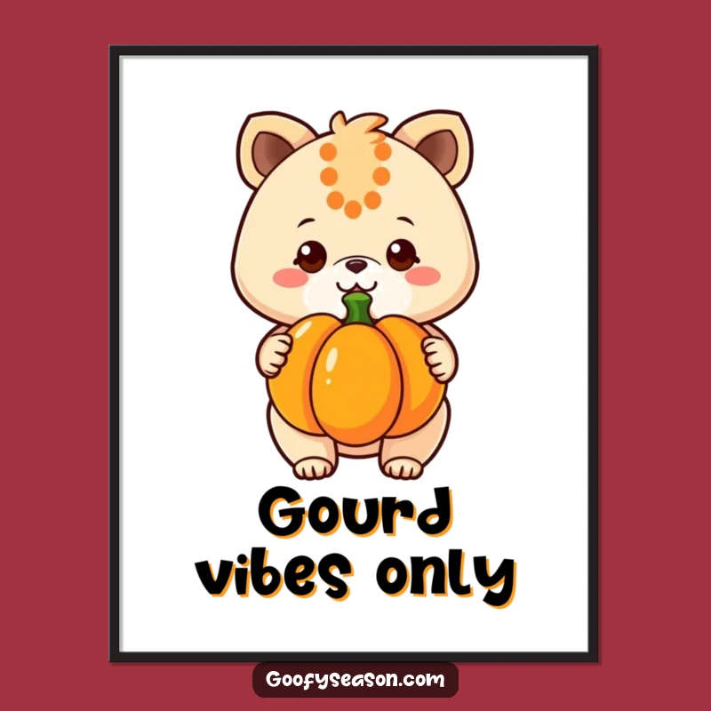 Free Printable Wall Art: Kawaii Pumpkin Grin Autumn Decor Funny Downloadable