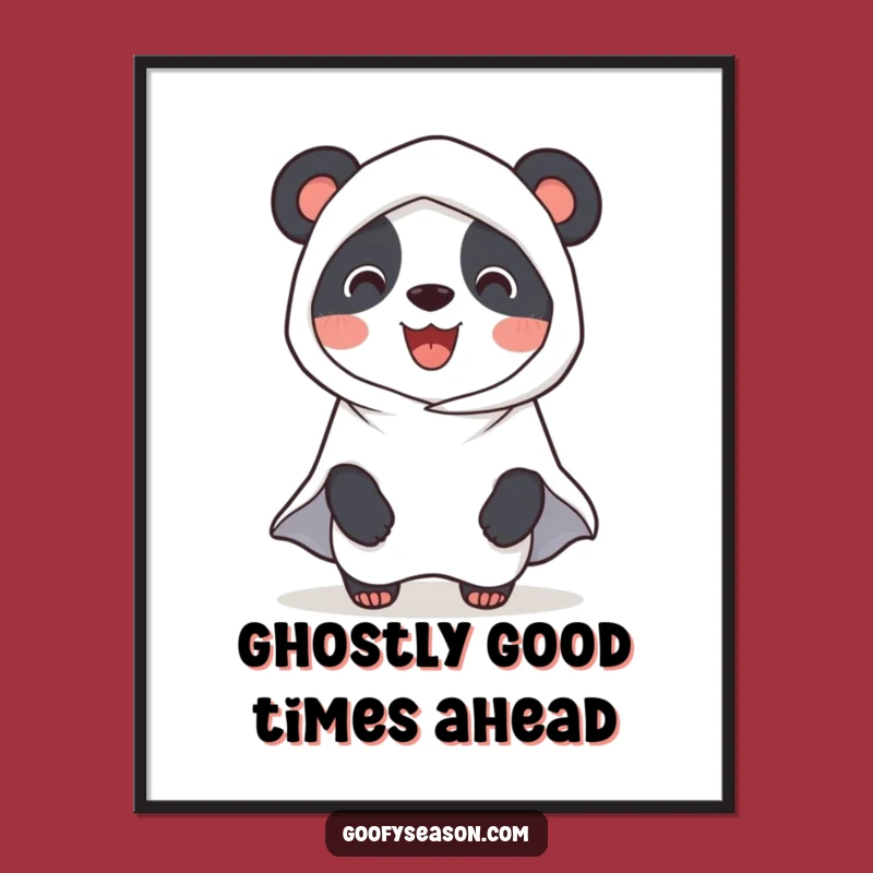 Free Printable Wall Art: Panda Ghost's Halloween Bash, Funny Downloadable Decor