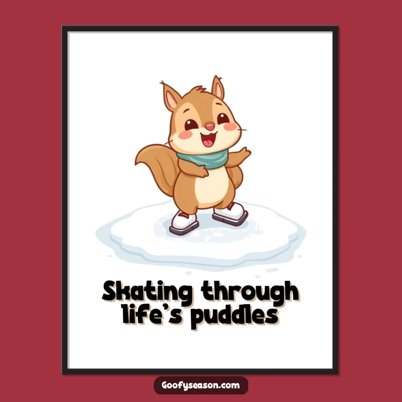 Funny Free Printable Wall Art: Squirrel Ice Skating - Downloadable Art for Playful Decor