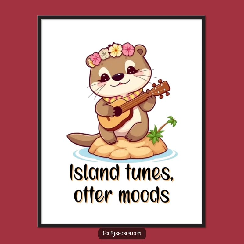 Free Printable Wall Art: Otter Ukulele Island Downloadable Poster