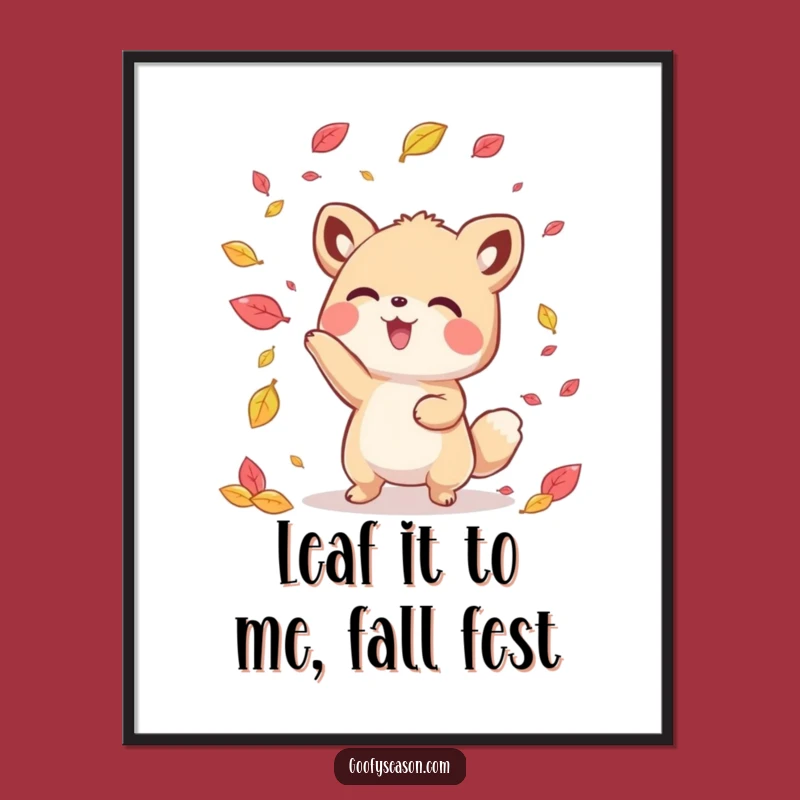 Free Printable Wall Art: Kawaii Leaf Tosser Animal - Playful Fall Decor!