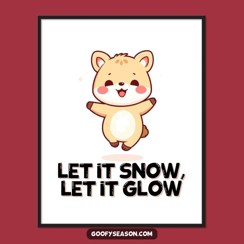 Free Printable Kawaii Animal Snowflakes Wall Art: Funny Dancing Decor Downloadable Gift