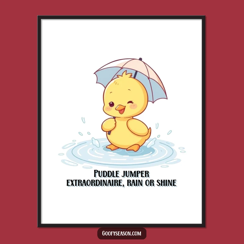 Funny Free Printable Wall Art Duckling Umbrella Splash Amusing Downloadable Home Decor