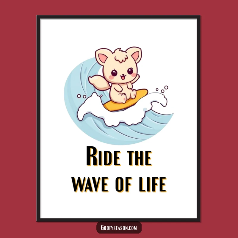 Free Printable Wall Art: Kawaii Wave Rider Chill Decor Funny Downloadable