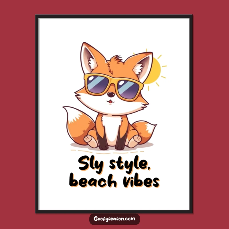 Funny Free Printable Fox Wall Art: Sunglasses Beach Decor Downloadable
