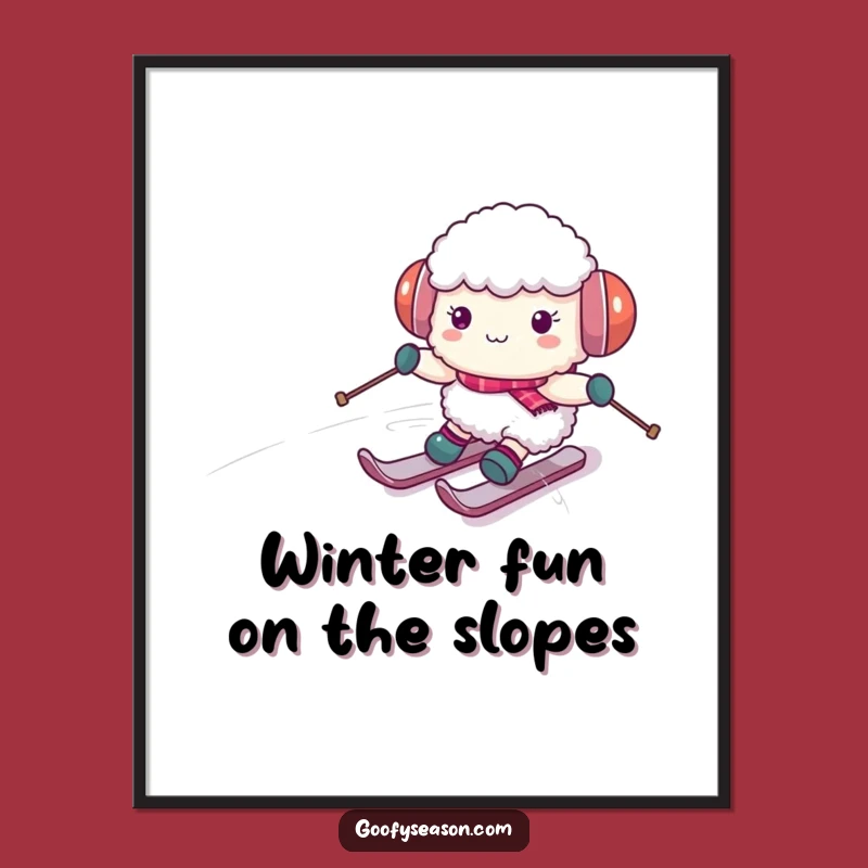Funny Free Printable Wall Art: Skiing Sheep Downloadable Home Decor