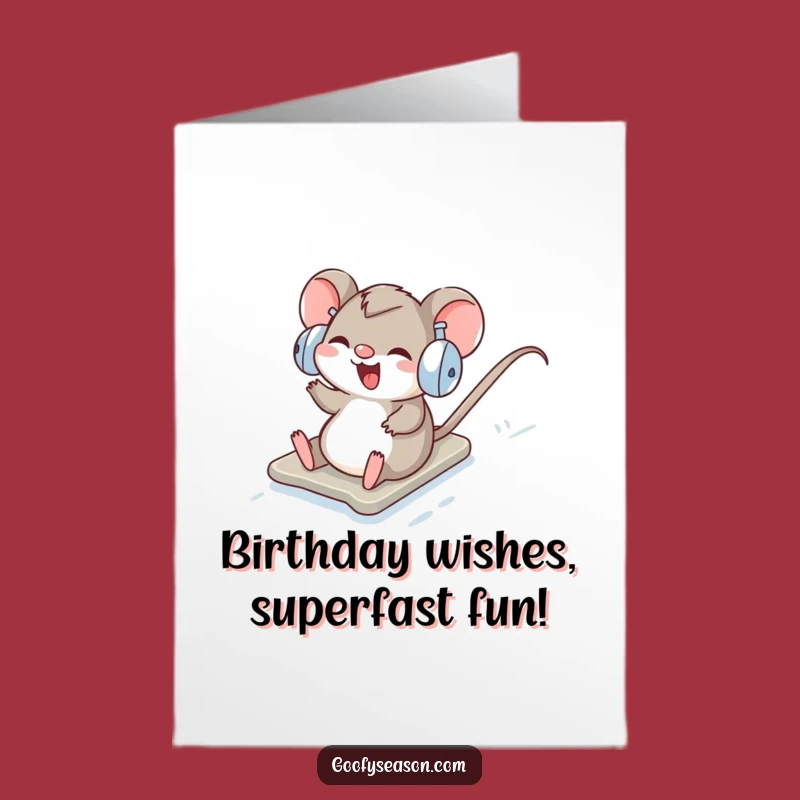 Free Printable Mouse Birthday Card: Funny Snow Mouse Downloadable Gift for a Chilly Celebration