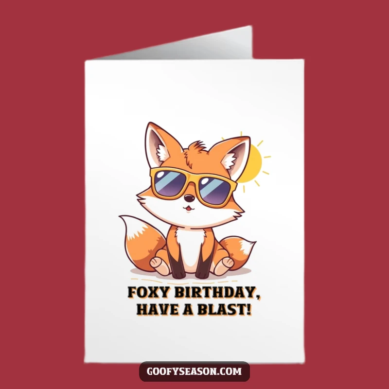 Free Printable Fox Birthday Card: Sunglasses Beach Fun Downloadable Greeting