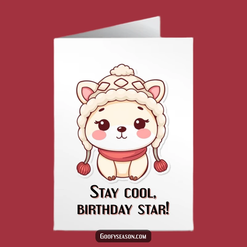 Free Printable Birthday Card: Kawaii Cozy Hat Cheeks Funny Downloadable