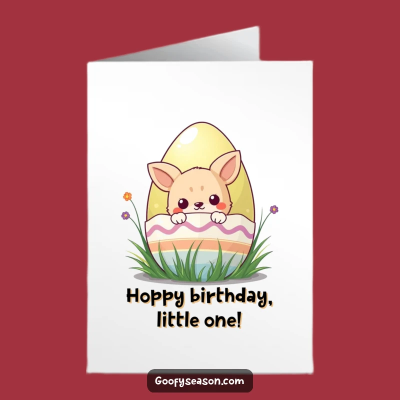 Free Printable Birthday Card: Kawaii Easter Egg Surprise Funny Downloadable