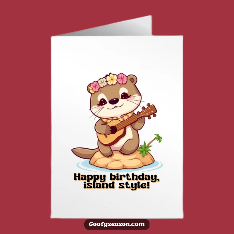 Free Printable Birthday Card: Otter Ukulele Island Birthday Download