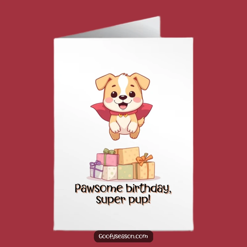 Free Printable Dog Hero Birthday Card: Funny DIY Downloadable Gift Leap Surprise Art