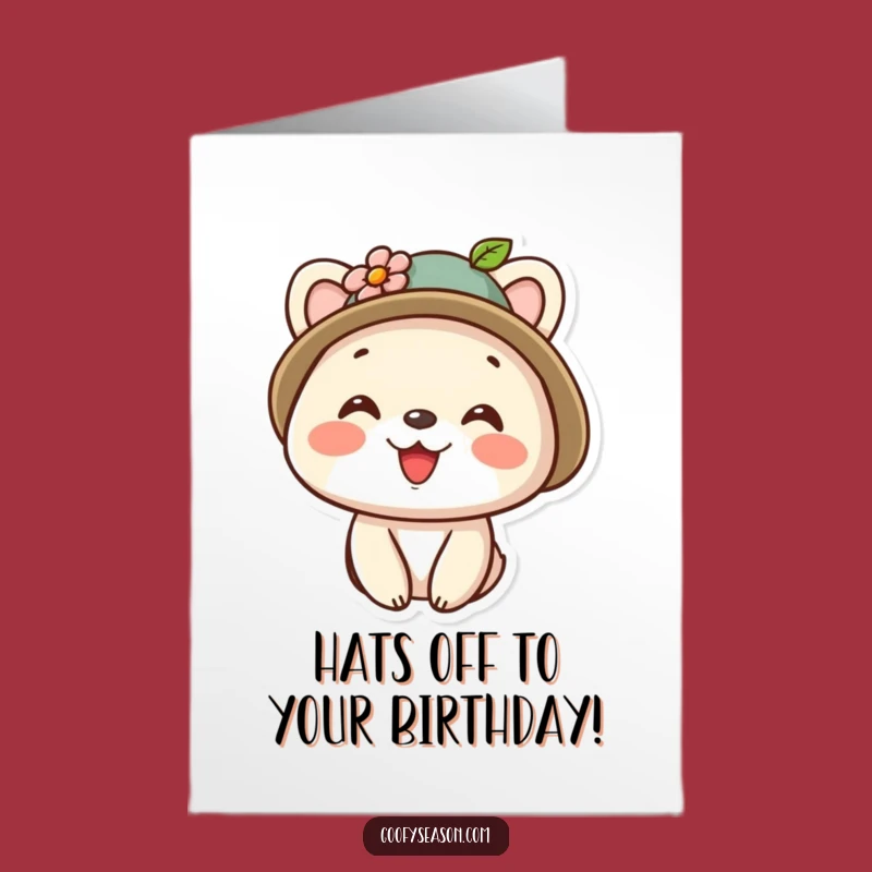 Free Printable Kawaii Hat Birthday Card: Flower Smile Funny Downloadable Gift