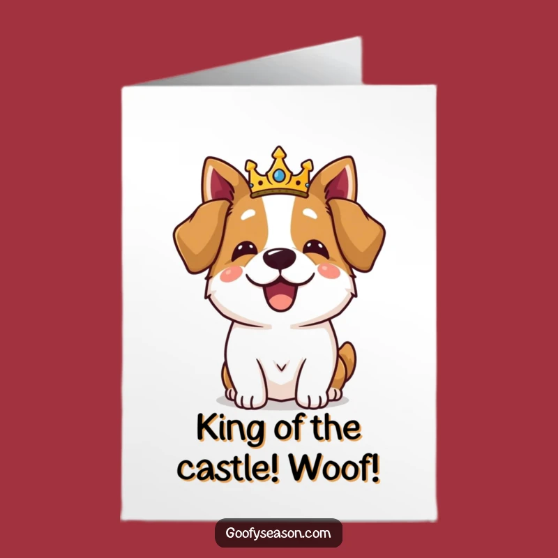 Free Printable Royal Dog Birthday Card: Crown Feast Downloadable Greeting