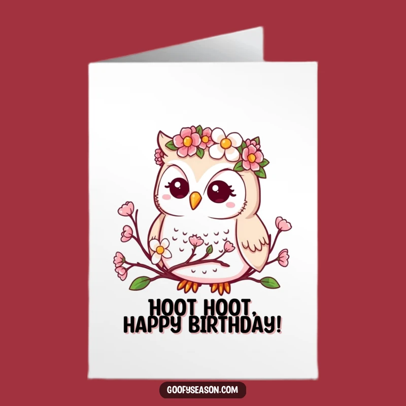 Free Printable Birthday Card: Kawaii Owl Blooms with Joy This Spring!