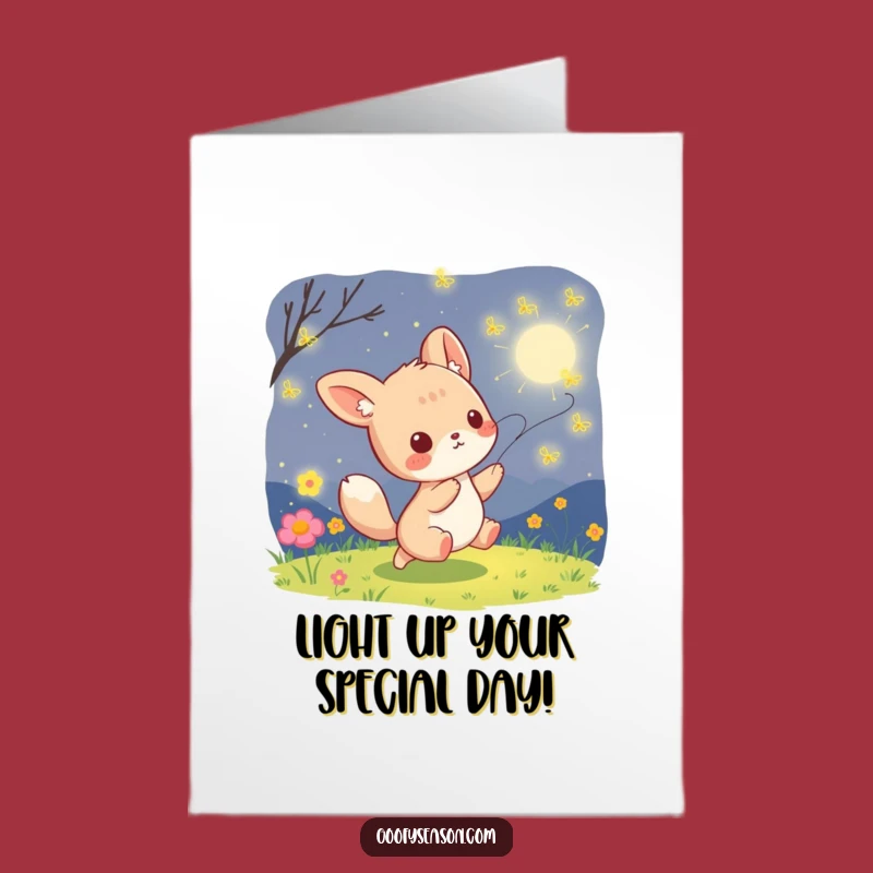 Free Printable Kawaii Firefly Birthday Card: Summer Night Funny Downloadable Gift