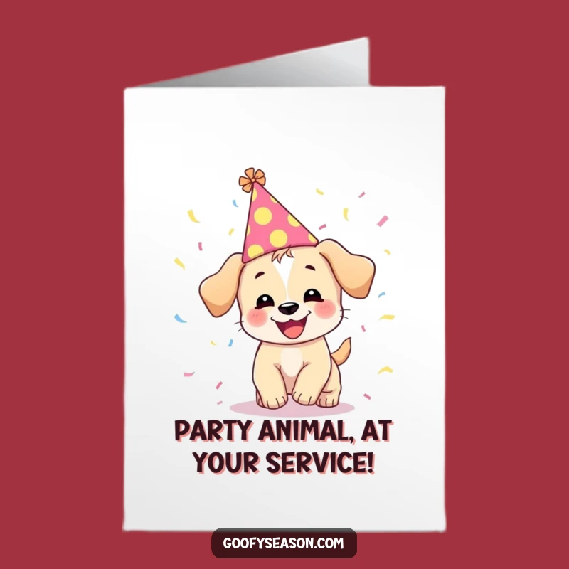 Free Printable Birthday Card Funny Puppy Confetti Hat Celebration Downloadable Gift