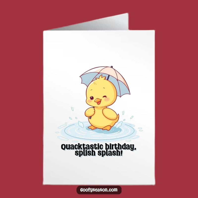 Free Printable Birthday Card Funny Duckling Umbrella Splash Downloadable Gift