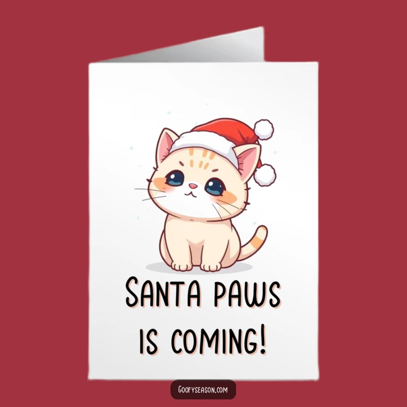 Free Printable Birthday Card: Kawaii Cat Santa Snowflake Fun