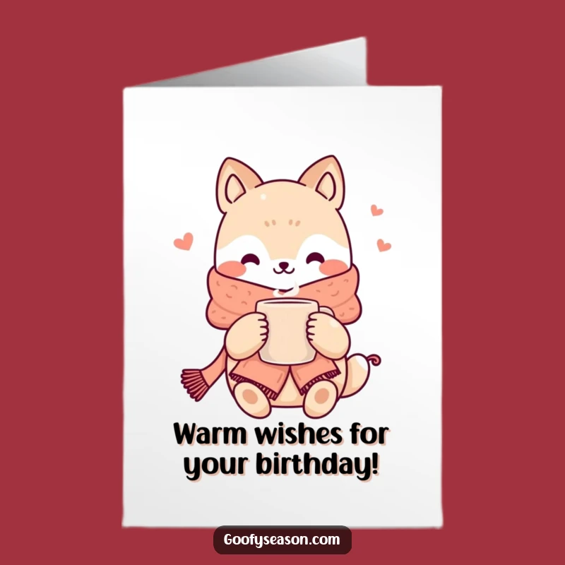 Free Printable Birthday Card: Kawaii Cozy Animal - Warm Wishes & Humor!