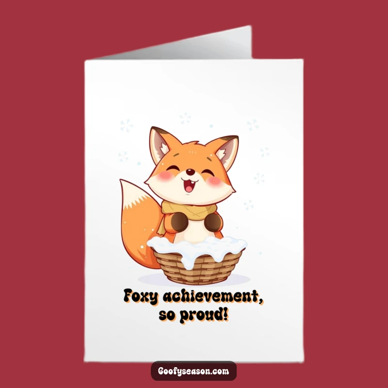 Free Printable Congrats Card: Fox & Snowflakes - A White Christmas Downloadable Gift