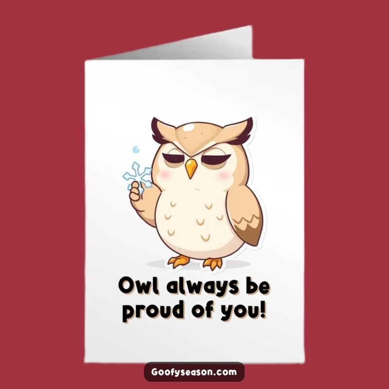 Free Printable Congrats Card: Funny Owl Catching Snow, Hilarious Downloadable Greeting