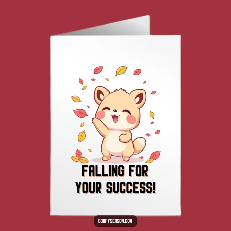 Free Printable Congrats Card: Kawaii Leaf Tosser Animal - Celebrate the Season!