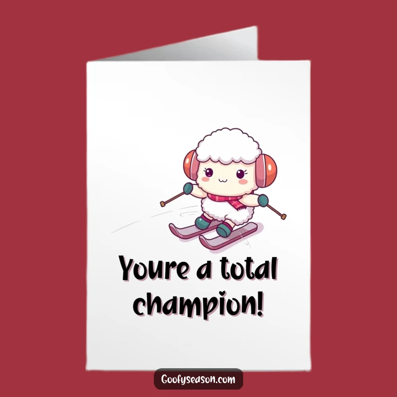 Free Printable Congrats Card: Skiing Sheep Achievement Funny Downloadable Gift