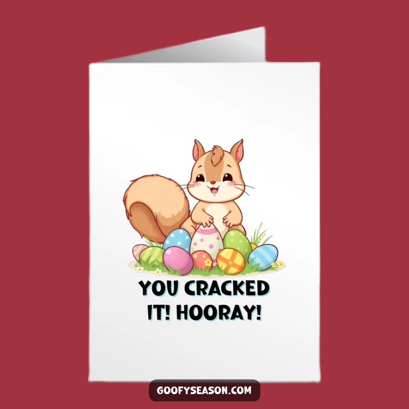 Free Printable Congratulations Card: Easter Kawaii Squirrel Egg Hunt Success