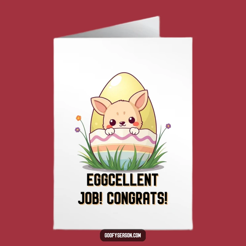 Free Printable Congratulations Card: Kawaii Egg Hunt Success Funny Downloadable