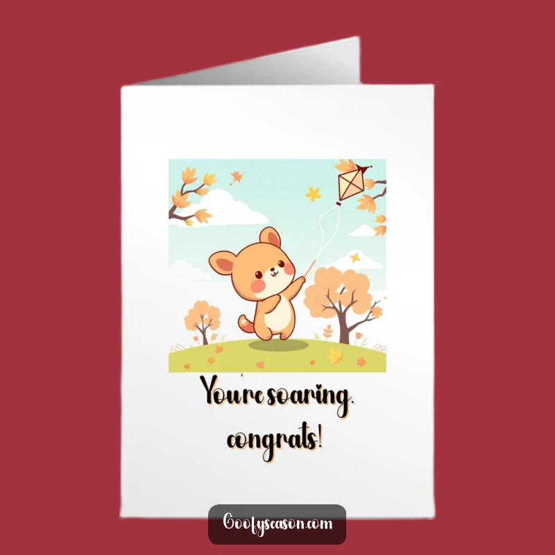 Free Printable Congratulations Card: Kawaii Kite Success Funny Downloadable