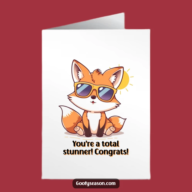 Free Printable Fox Congratulations Card: Sunglasses Beach Fun Downloadable