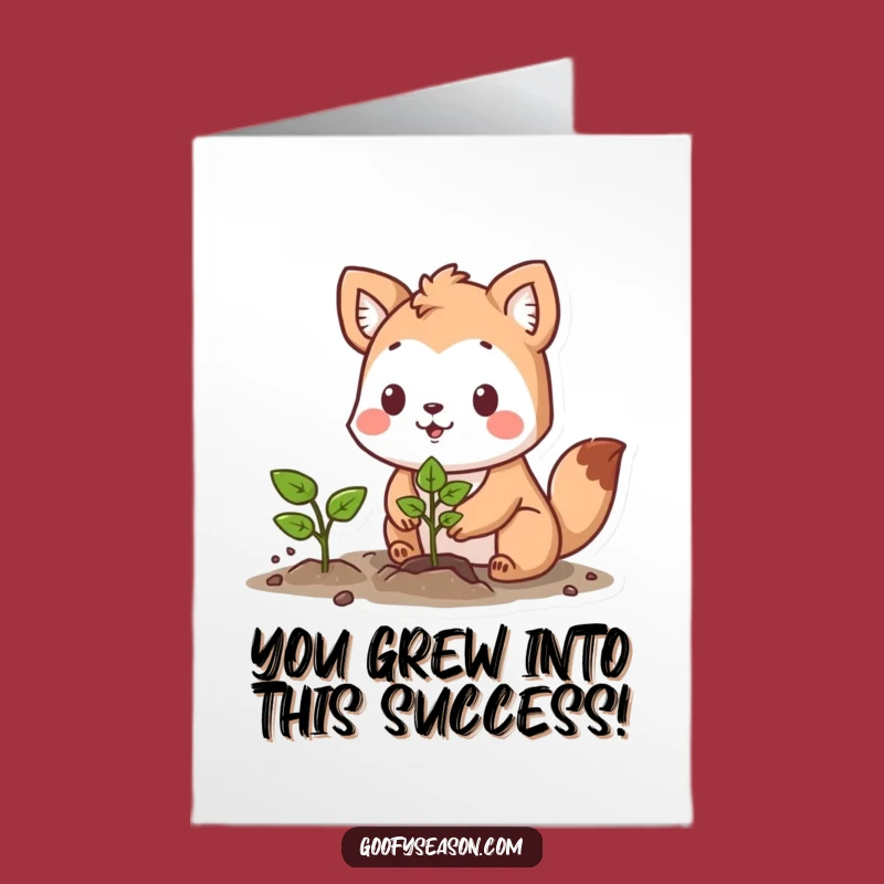 Free Printable Growth Congrats Card: Determined Animal Planting Downloadable