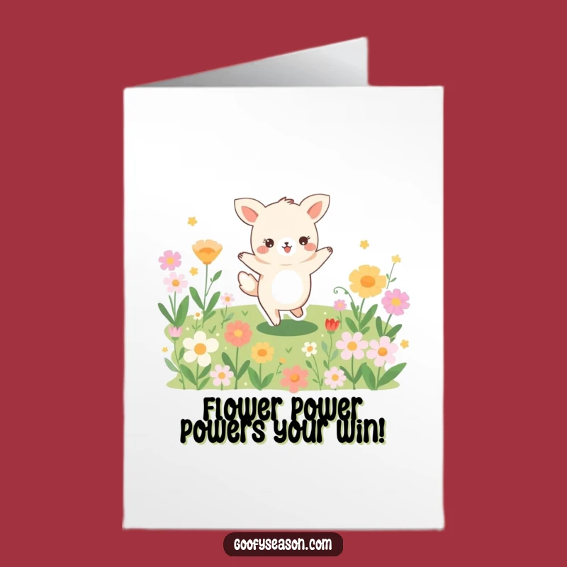 Free Printable Joyful Animal Congrats Card: Flower Field Dance Downloadable