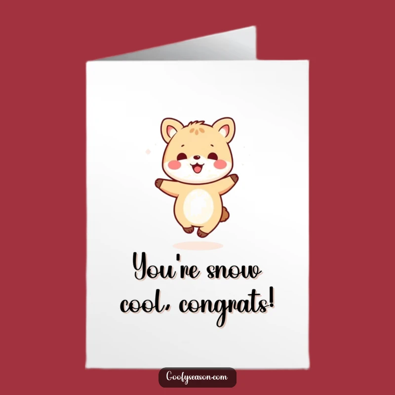 Free Printable Kawaii Animal Congrats Card: Joyful Snowflakes Funny Downloadable Celebration