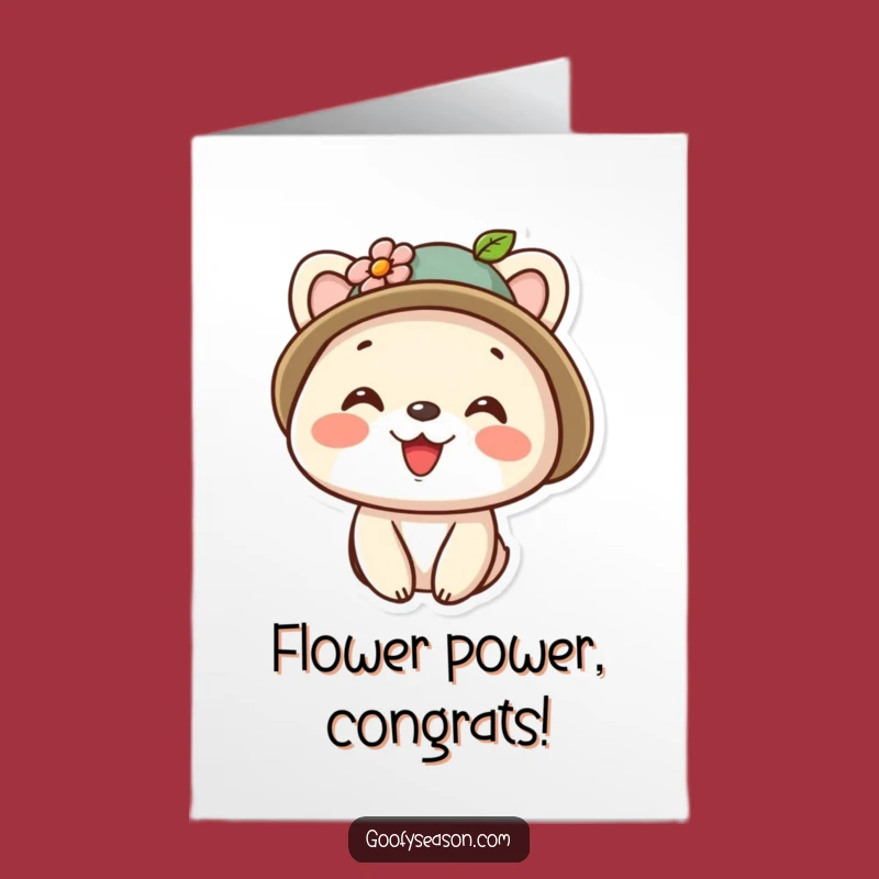 Free Printable Kawaii Hat Congrats Card: Floral Smile Funny Downloadable Celebration