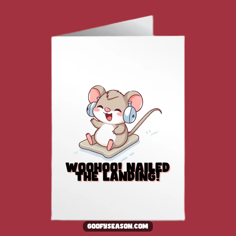 Free Printable Mouse Congratulations Card: Funny Snow Mouse Downloadable for Snowy Success