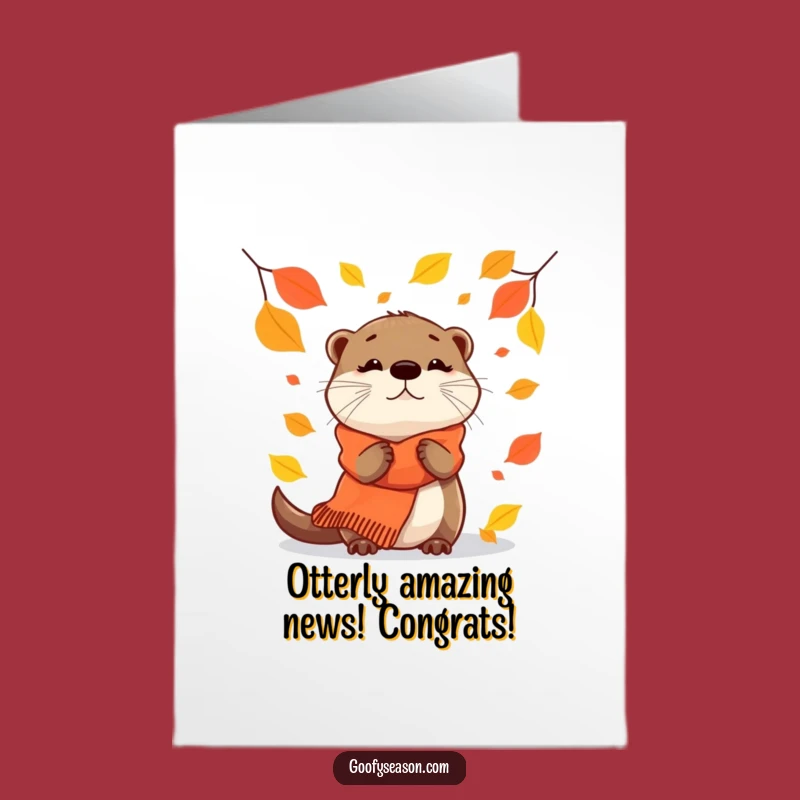 Free Printable Otter Congratulations Card: Funny Autumn Otter Downloadable for Seasonal Wins